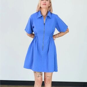 Blue Zippered Women's Dress